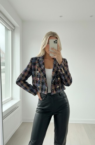 Zara blazer multicolor tweed - zara,