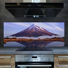Glass Kitchen Splashback Tile Stove Panel Mount Volcano Landscape 125x50