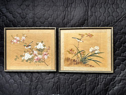 Vintage chinese silk painting - vintage,