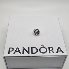 Genuine Pandora Gold Two Tone Woven Ring Cluster Charm ALE 925 #790153