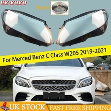 Pair Clear Headlight Lens Shell Cover For Benz W205 2019-2021C180 C260L C300