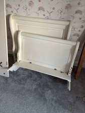 Solid Oak Sleigh Bed Single Bed. Painted White Bed Frame