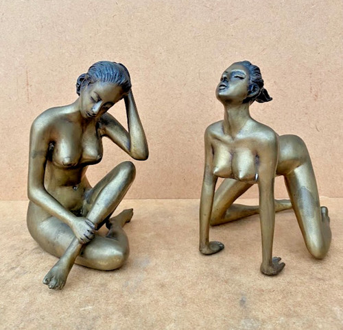Bronze cast metal lady nude - cast,