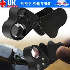 30X 60X Pockets Magnifying Magnifier Jeweler Eye Glass Loupe Loop LED Light New
