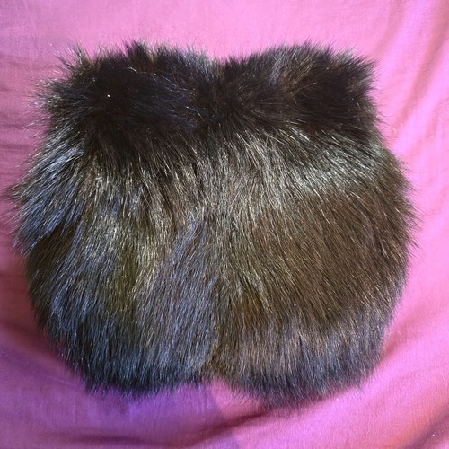 Black faux fur - hand, muff