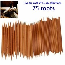 75pcs 15 Sizes Double Pointed Carbonized Bamboo Knitting Needles Crochet Set UK
