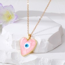 Evil Eye Pink Heart Pendant
