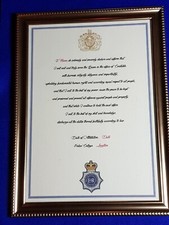 Metropolitan Police Attestation. Framed Personalised Gift. All Forces Available