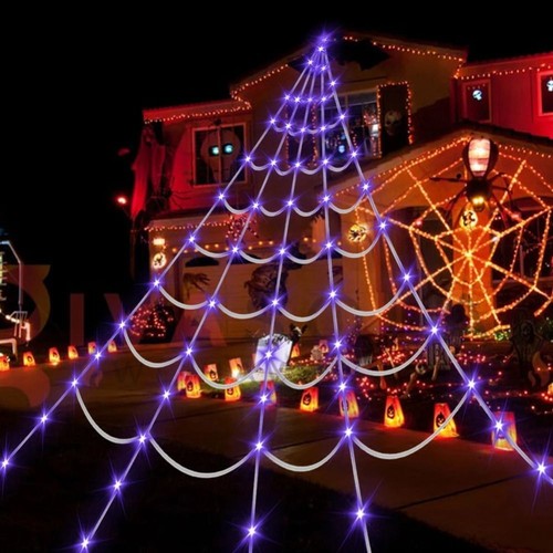 Giant light spider web - light,