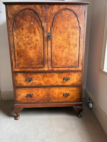 Art deco burr walnut tallboy - walnut,