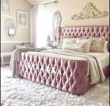 Plush Velvet Wing Back Bed, Emperor Bed Frame, Upholstered Bed, Double Bed