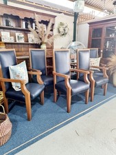 Set of Six Solid Oak Carver