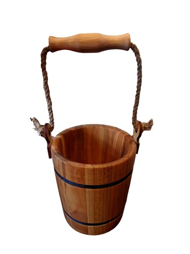 Handmade wooden bucket with - wooden,
