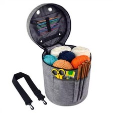 Round Knitting Bag Yarn Storage Crochet Wool Portable Organiser Accessories Case