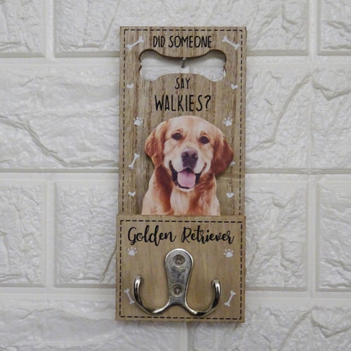 Golden retriever dog lead - golden, hook