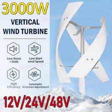 3KW Vertical Wind Turbine Generator Kit 3 Blades Charger Controller 12V/24V/48V