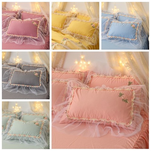 Lace ruffles pillow case - lace,
