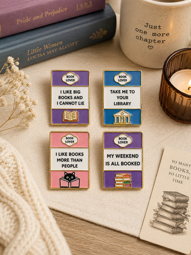 Book lover enamel pin badge - book,