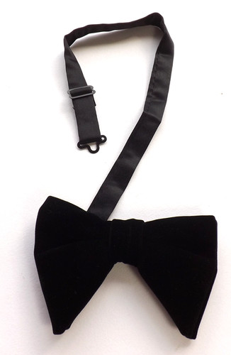 Vintage bow tie black velvet - black,