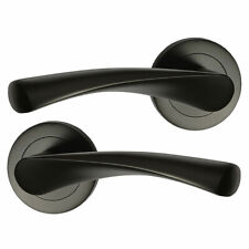 Door handles Black Matt set Twirl Lever on Rose Internal 50mm rose