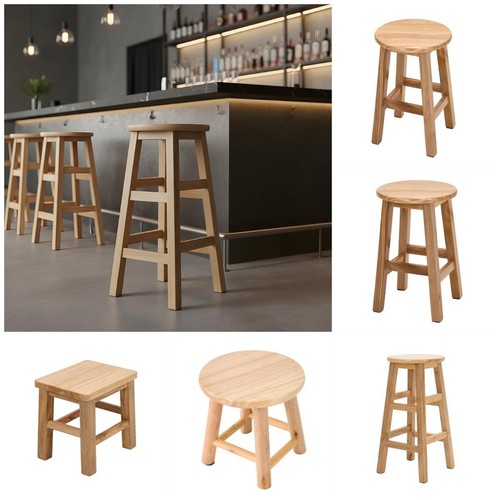 Solid wood round stool - wood,