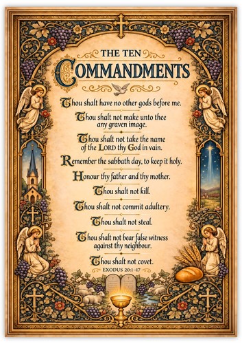 Ten commandments poster - commandments,