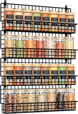 4 Pack Spice Rack Wall Mount, Upgraded Connectable Seasoning Organizer for Space