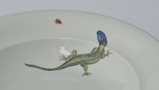 Deep Plate by Augarten Vienna - Hand Painted - Lizard & Flowers Motif