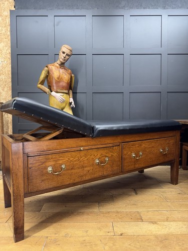 Antique oak medical exam couch - oak,