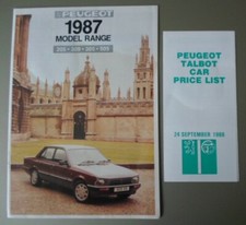 PEUGEOT RANGE orig 1987 UK Mkt