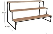 3 Tier Step Unit 1.2M - 1.8M Long Market Stall Display Stand 225mm x 225mm Steps