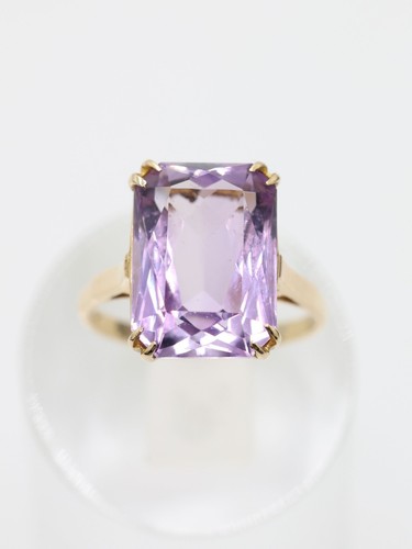 Amethyst solitaire ring 9ct - amethyst,