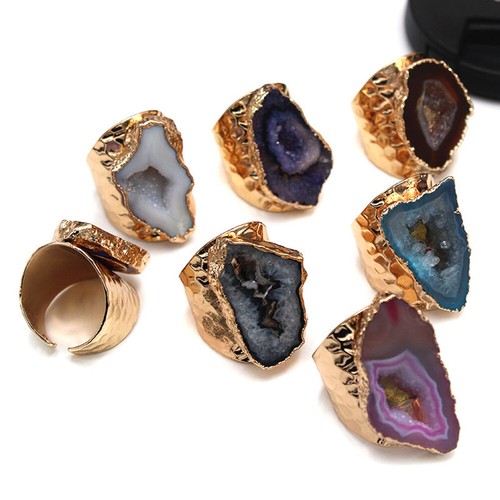 Natural raw agate geode - raw, gold