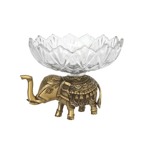 Glass bowl with metal base - metal,