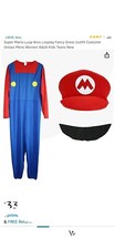 MENS SUPER MARIO BROS LUIGI WARIO WALUIGI FANCY DRESS COSTUME WORKMAN PLUMBER