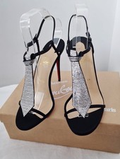 Christian Louboutin £1190 T Cab 100 Crystal embellished Tie sandals size 40 UK7