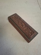 vintage antique wooden pen box