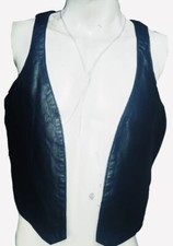 Genuine Leather Mens Bar Vest Fetish Shirt Sexy Bluf Roleplay Waistcoat