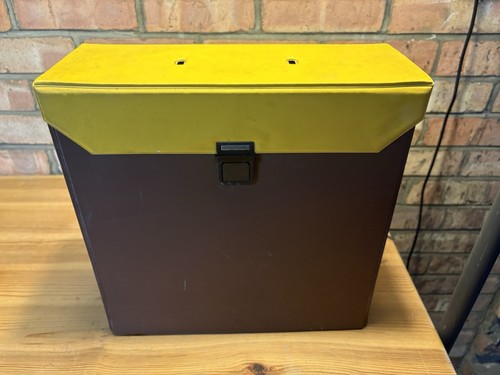 Vintage leather record box - vintage,