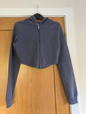 Hollister dark grey cropped hoodie jacket jumper Size S Full Zip