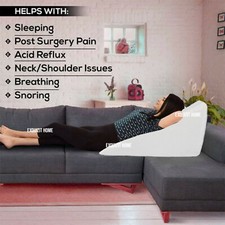 Large Acid Reflux Flex Support Bed Wedge Pillow with Luxury Quilted Cover WHITE