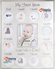 Malden Designs My First Year Baby Photo Frame Silver