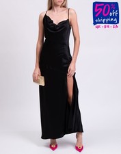 RRP€632 NICHOLAS Silk Slip Dress US8 UK12 IT44 L Black Lightweight Draped