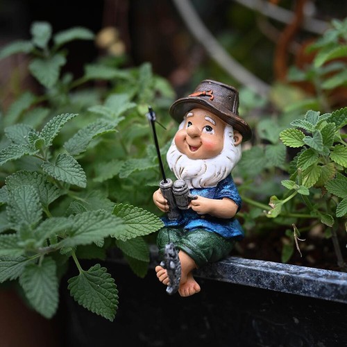 Fishing gnome statue resin - fishing,