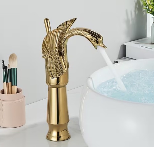 Gold swan bathroom sink - gold,