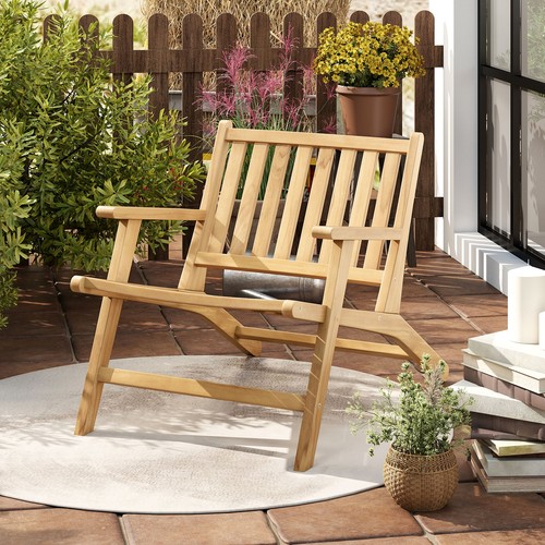 Costway teak wood - teak, reclining