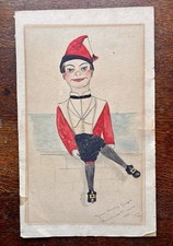 Antique Original 1910 Ventriloquist Dummy Sunshine James Watercolour Folk Art