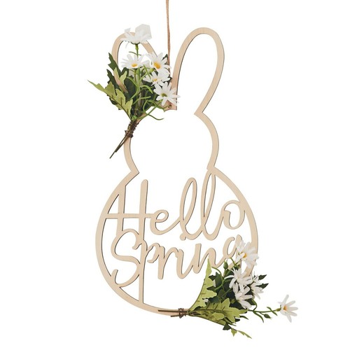 Wooden easter wreath bunny - easter,