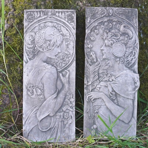 Art nouveau garden wall plaque - garden,