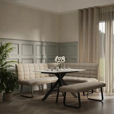 Indus Valley Reva Beige Corner Bench Set Right Hand Facing